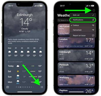 iPhone14pro如何获取恶劣天气通知