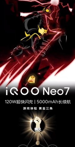 iQOO Neo7正面亮相，采用三星E5柔性直屏