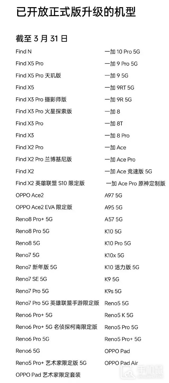ColorOS 13系统4月升级适配计划发布 涉及K9 Pro等多款机型
